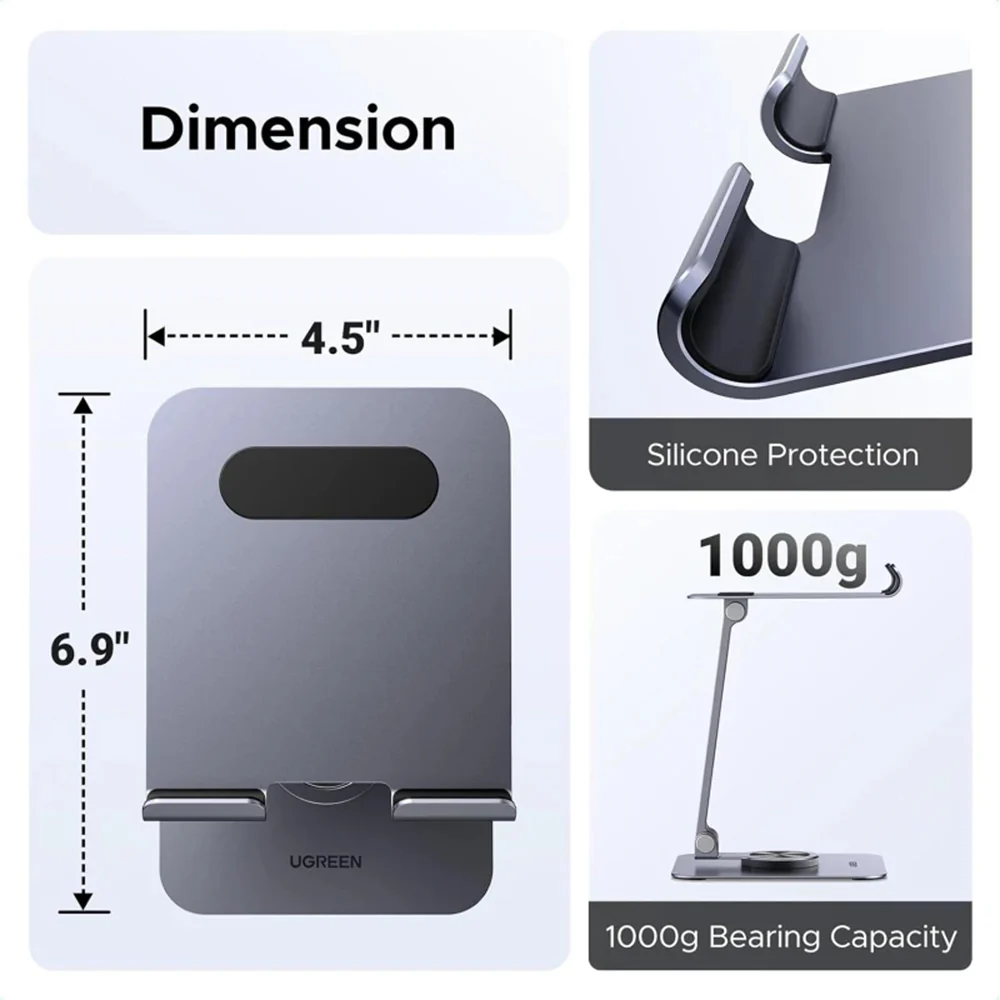 UGREEN LP894 (45860) Desk Stand for Phone / Tablet, 4inch - 13inch, Gray - Image 5