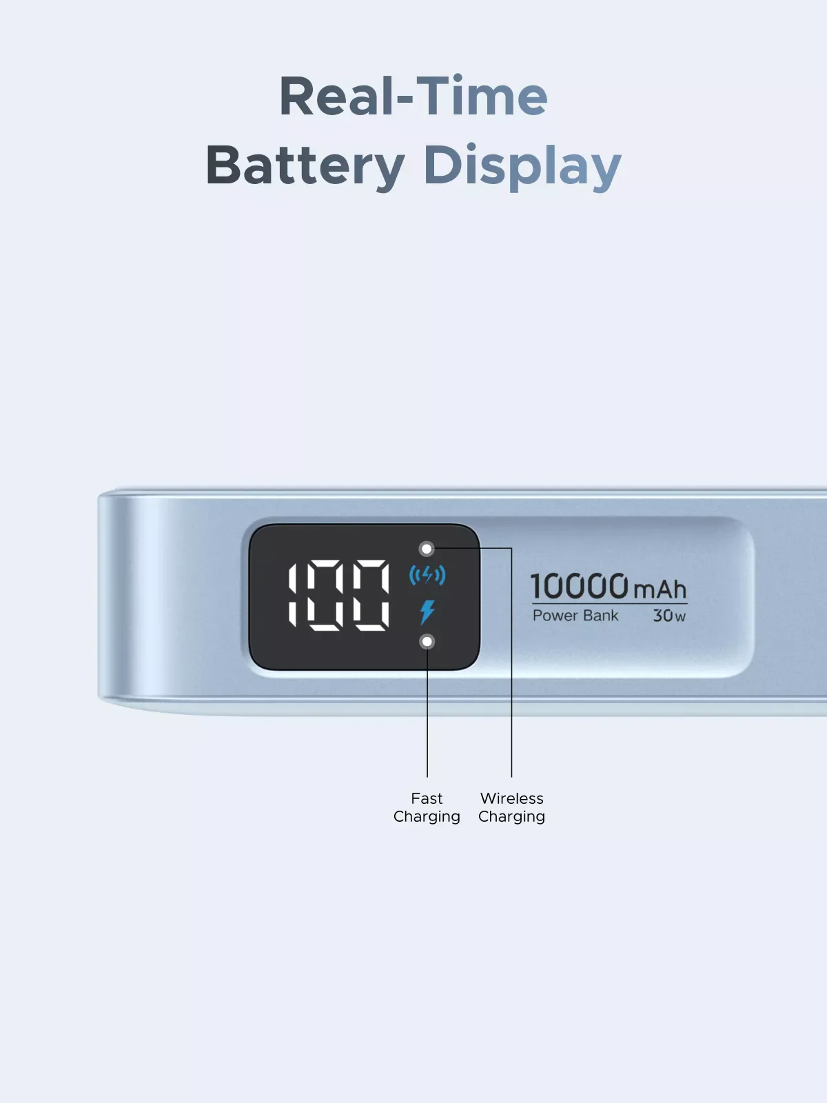 UGREEN MagFlow PB773 Wireless External Battery (65958), 10000mAh, 25W, PD + FQI, 1 x QI - 2 x USB-C, Blue - Image 14