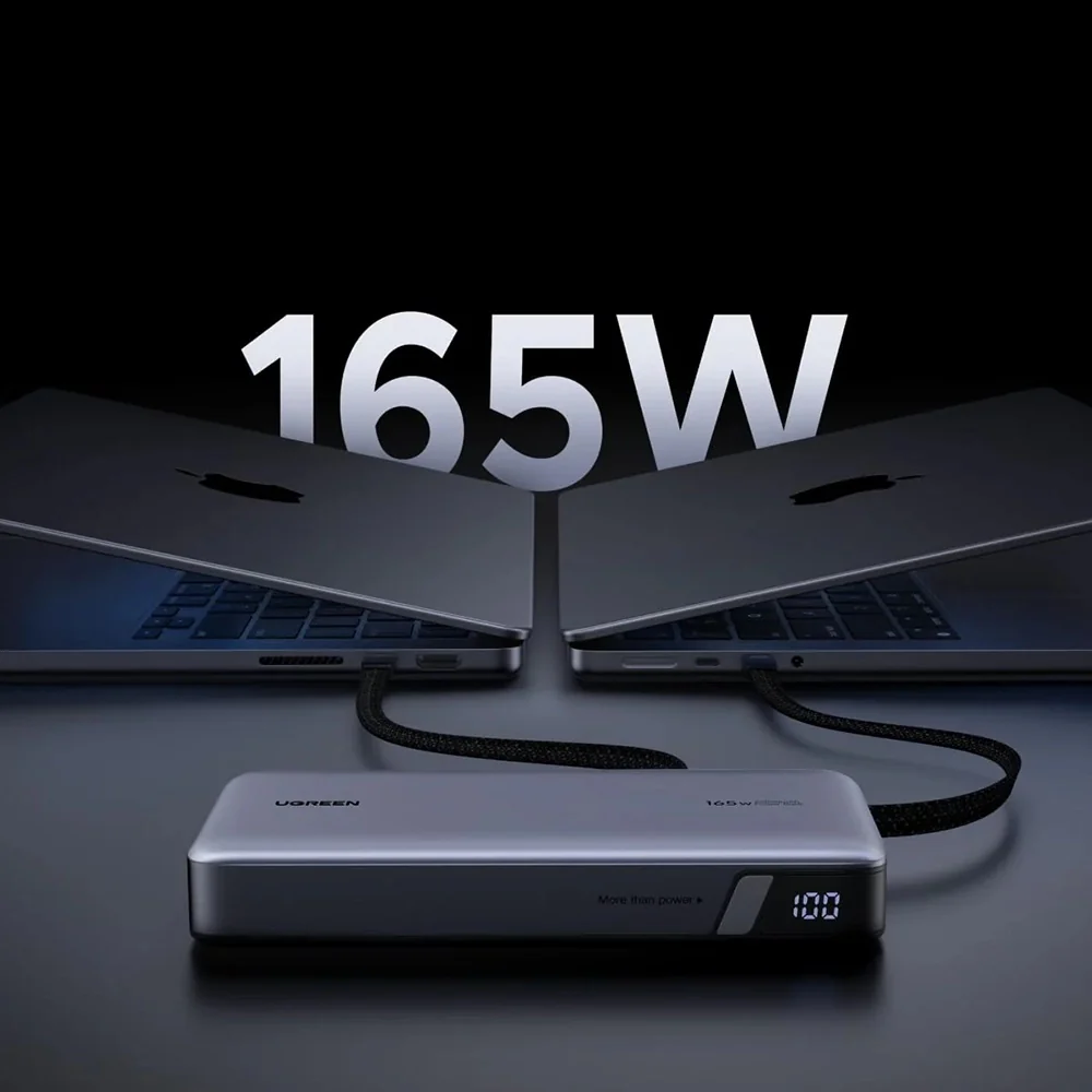 UGREEN PB726 External Battery (55995B), 25000mAh, 165W, QC + PD, 1 x USB-A - 3 x USB-C, Gray - Image 4