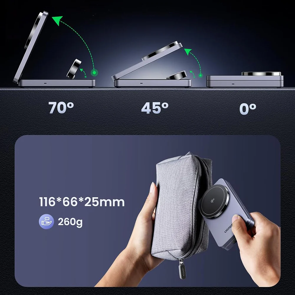 UGREEN W707 3in1 Wireless Network Charger, 25W, 1.67A, Gray - Image 5