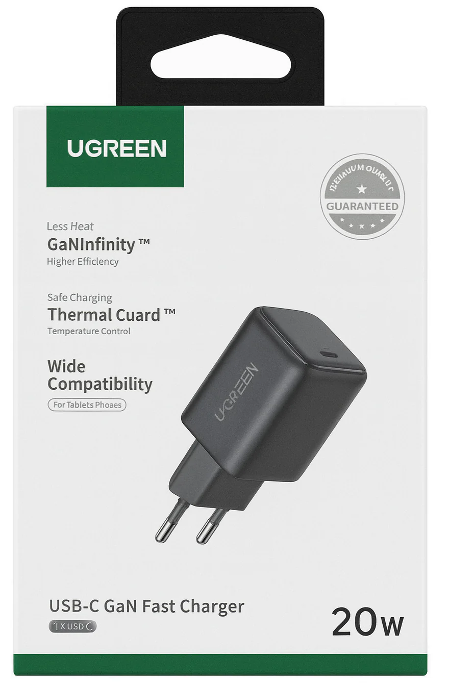 UGREEN X517 Network Charger, 25W, 3A, 1 x USB-C, Black - Image 4
