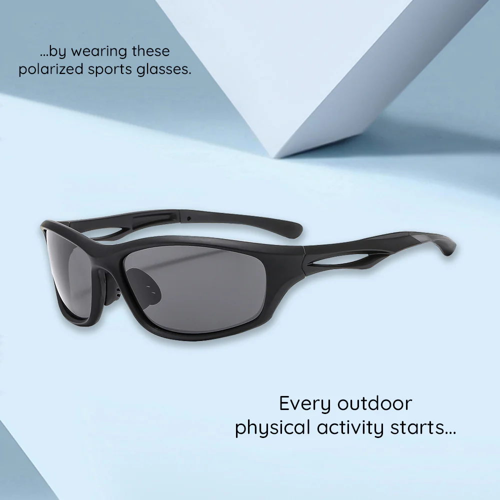 Unisex Cycling Glasses Techsuit 9309, Polarized, Black Blue - Image 5