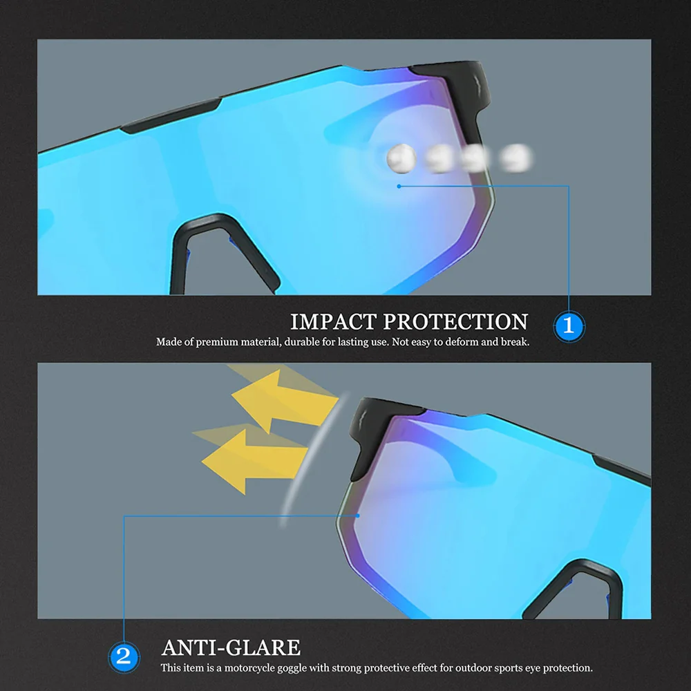 Unisex Techsuit 9337 Cycling Glasses, UV Protection, Black Silver - Image 6