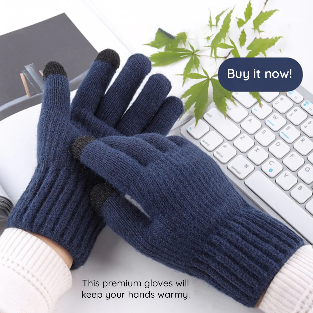 Unisex Winter Touchscreen Gloves Techsuit ST0012, Size 22cm, Navy Blue - Image 5