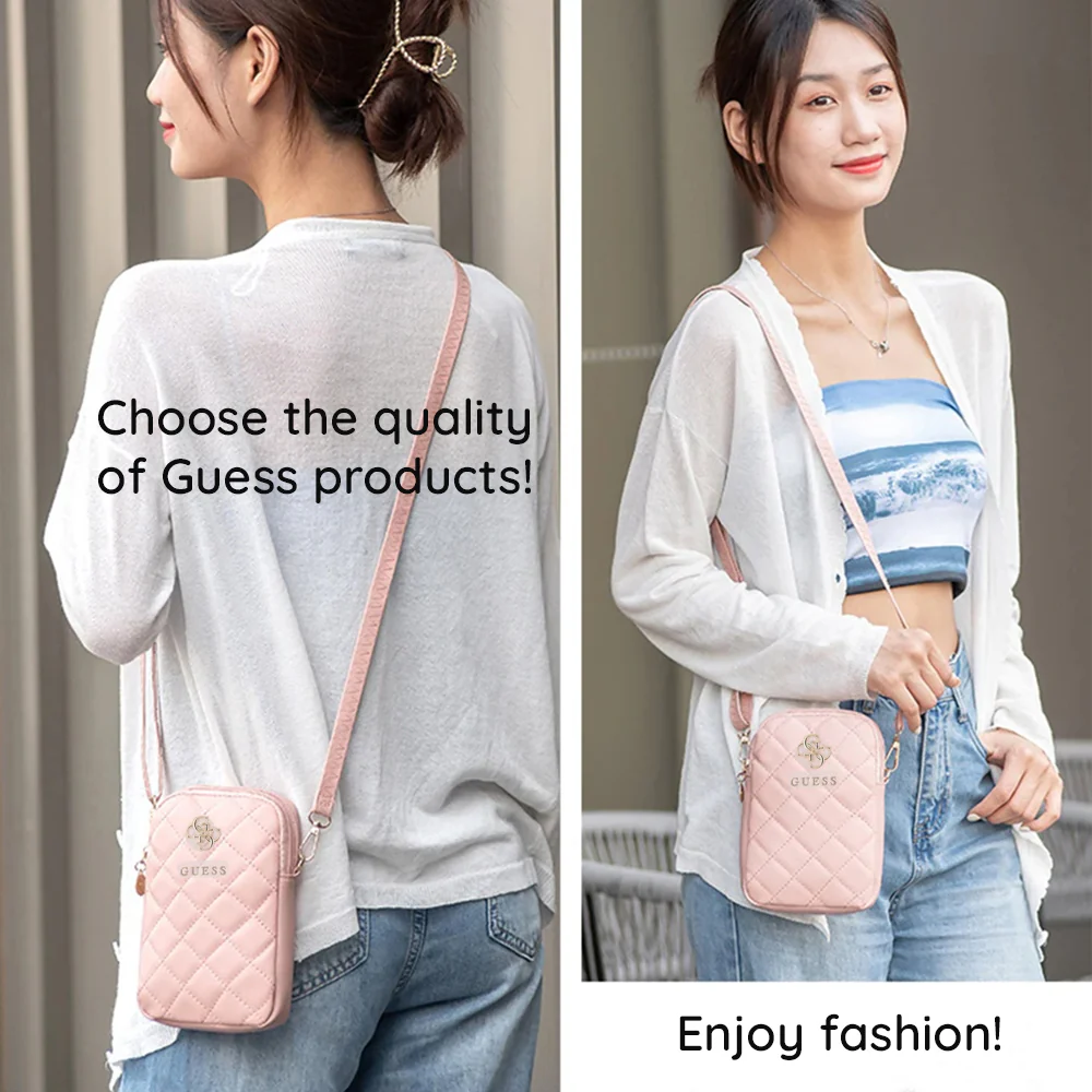 Universal Phone Bag, Guess, Quilted 4G, Pink - Image 7