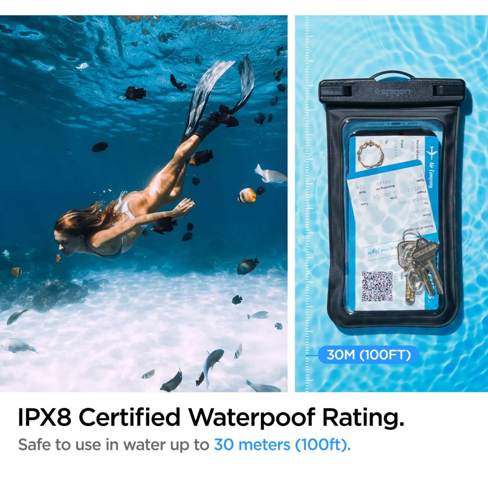 Universal Waterproof Case for Phone max. 3.5inch - 7inch, Spigen, A601, Set of 2 pieces, Black AMP04523 - Image 5