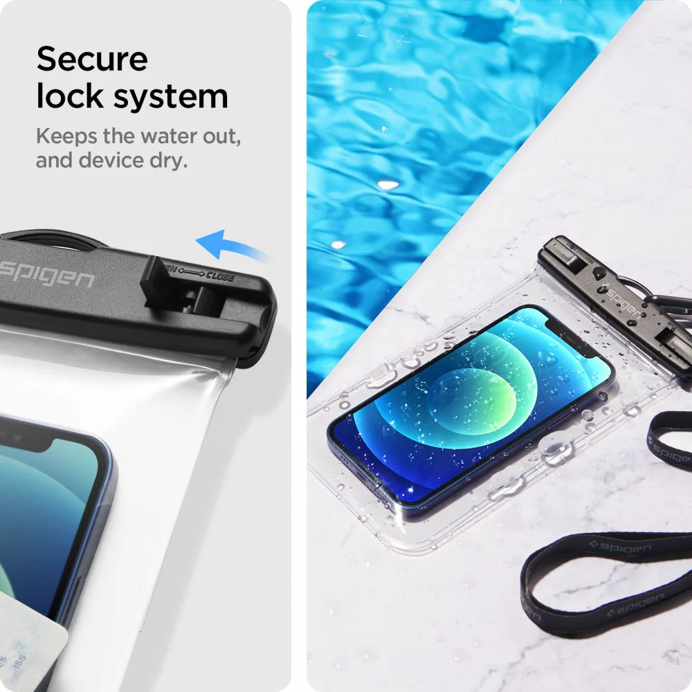 Universal Waterproof Case for Phone max. 3.5inch - 7inch, Spigen, A601, Set of 2 pieces, Transparent AMP03098 - Image 5