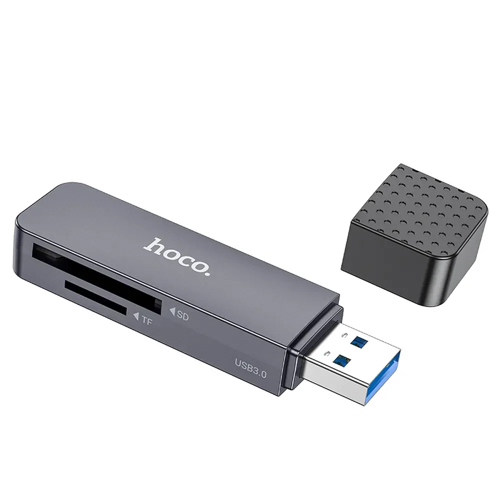 USB 3.0 HOCO HB45 Card Reader, SD - microSD, Gray - Image 3