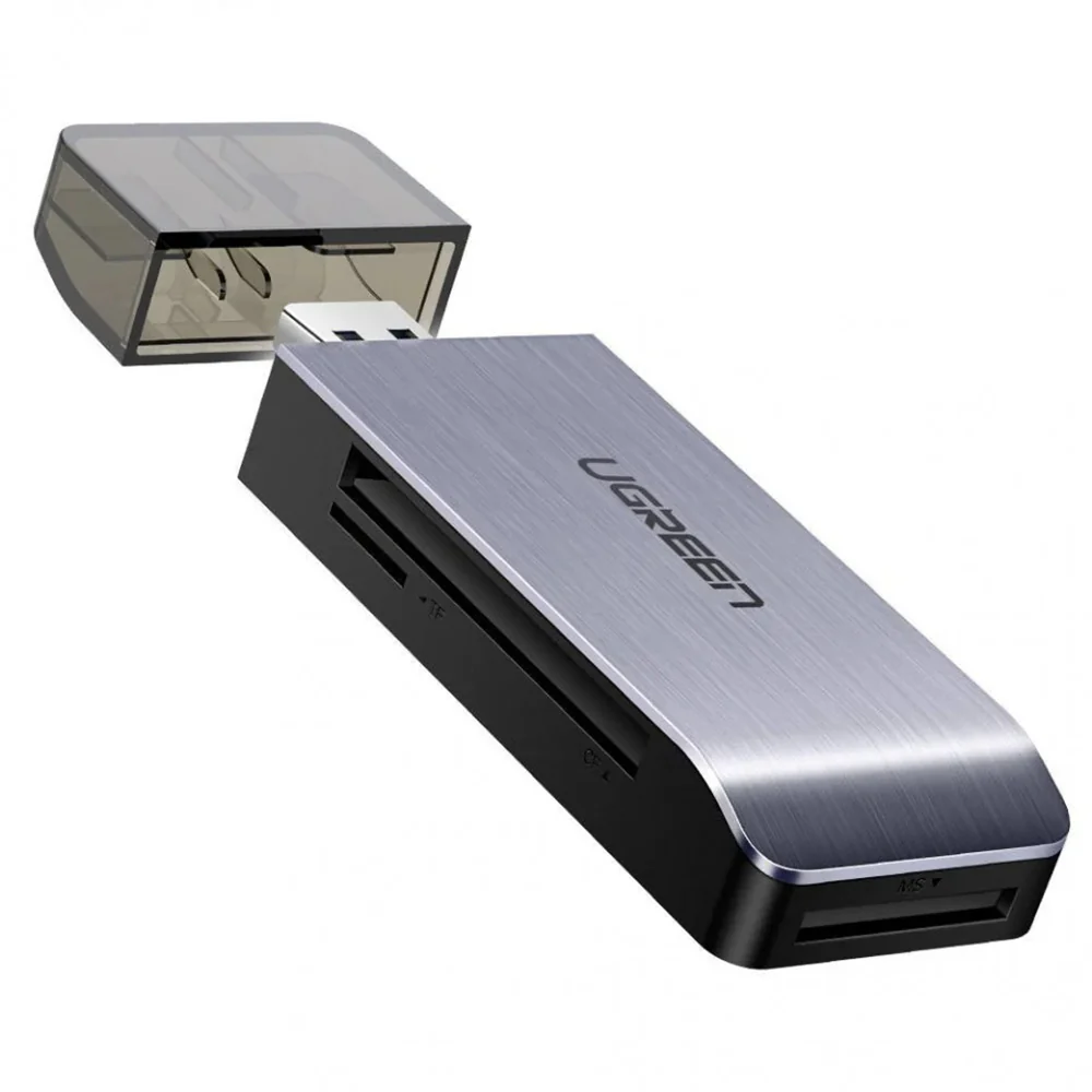USB 3.0 UGREEN CM180 Card Reader, SD - microSD - CF - MS, Gray - Image 3