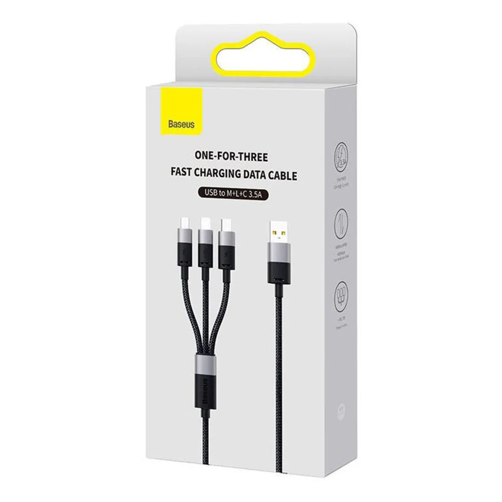 USB-A Charging Cable - Lightning / microUSB / USB-C Baseus StarSpeed 3in1, 100W, 1.5m, Black P10319900111-01 - Image 7