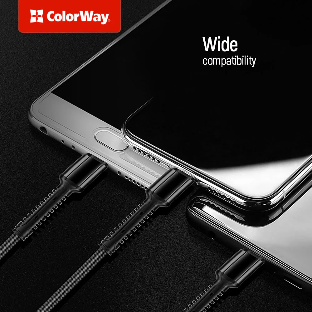 USB-A Charging Cable - Lightning / microUSB / USB-C ColorWay CW-CBU3003, 20W, 1.2m, Gray - Image 8