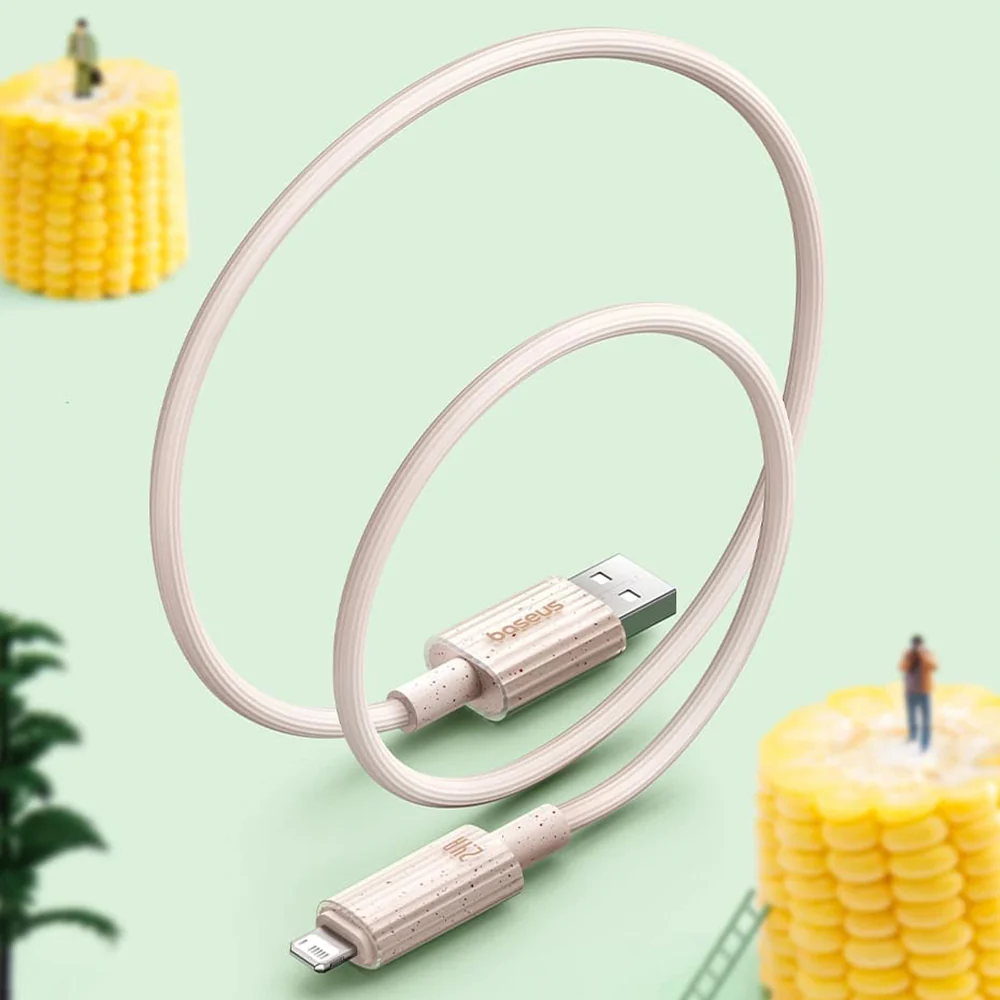 USB-A to Lightning Baseus Habitat Data and Charging Cable, 18W, 2m, Green P10360200631-01 - Image 5