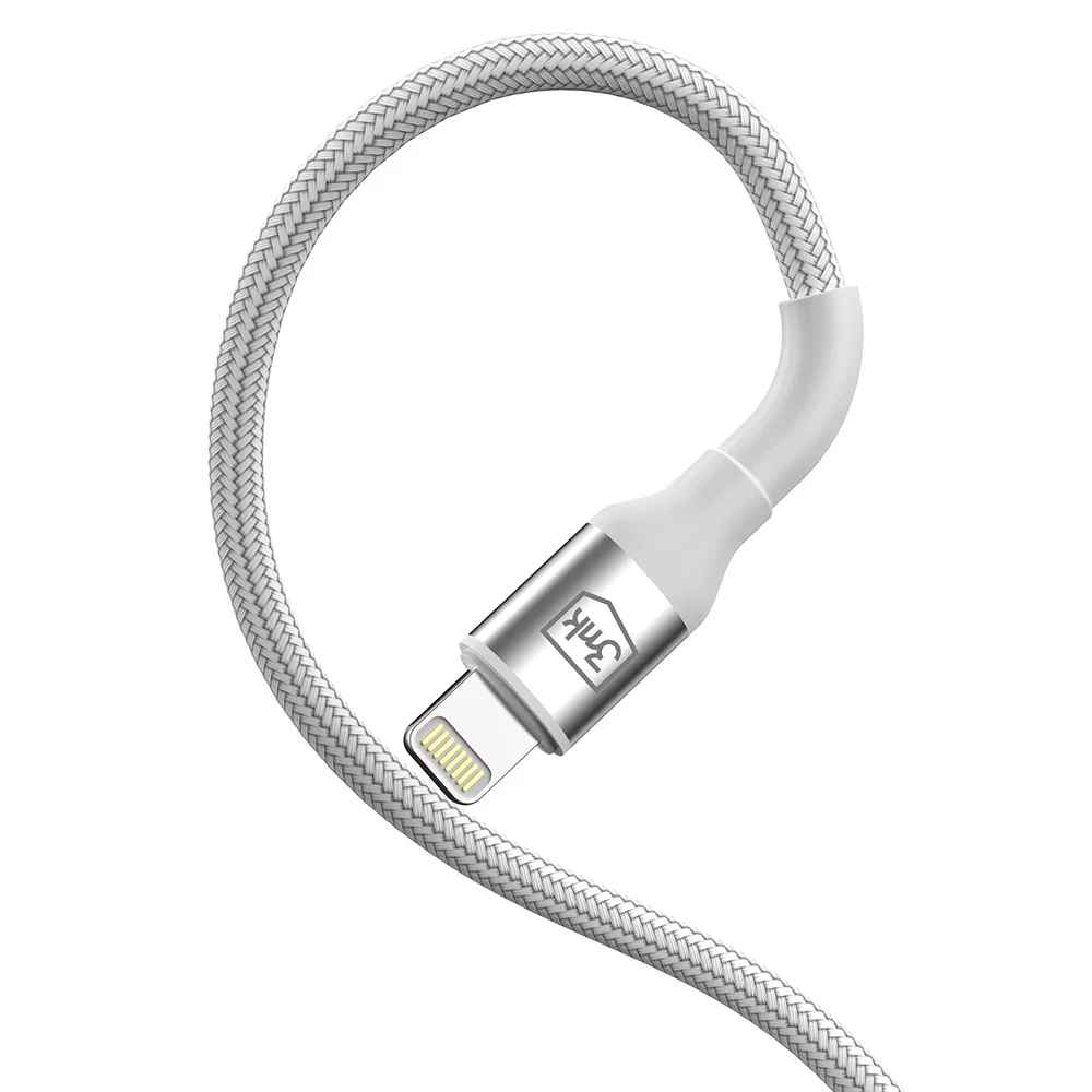 USB-A to Lightning Data and Charging Cable 3MK Hyper N, 12W, 2m, White - Image 2