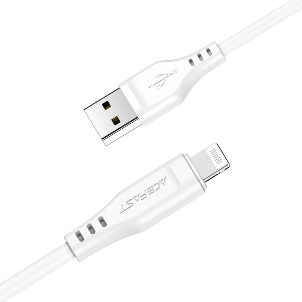 USB-A to Lightning Data and Charging Cable Acefast C3-02, 18W, 1.2m, White - Image 2