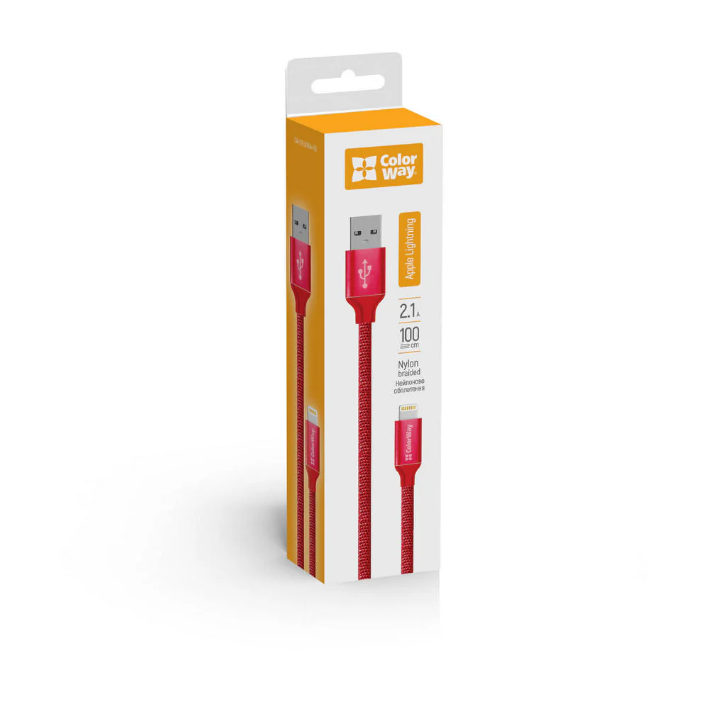 USB-A to Lightning Data and Charging Cable ColorWay CW-CBUL004, 18W, 1m, Red - Image 6