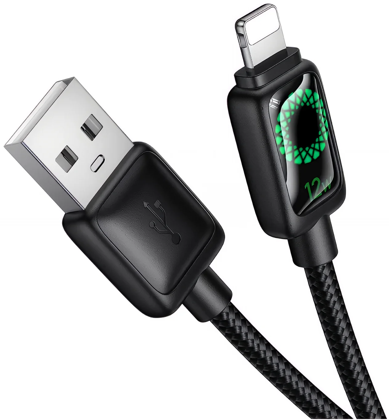 USB-A to Lightning Data and Charging Cable HOCO U146, 12W, 1.2m, Black - Image 2
