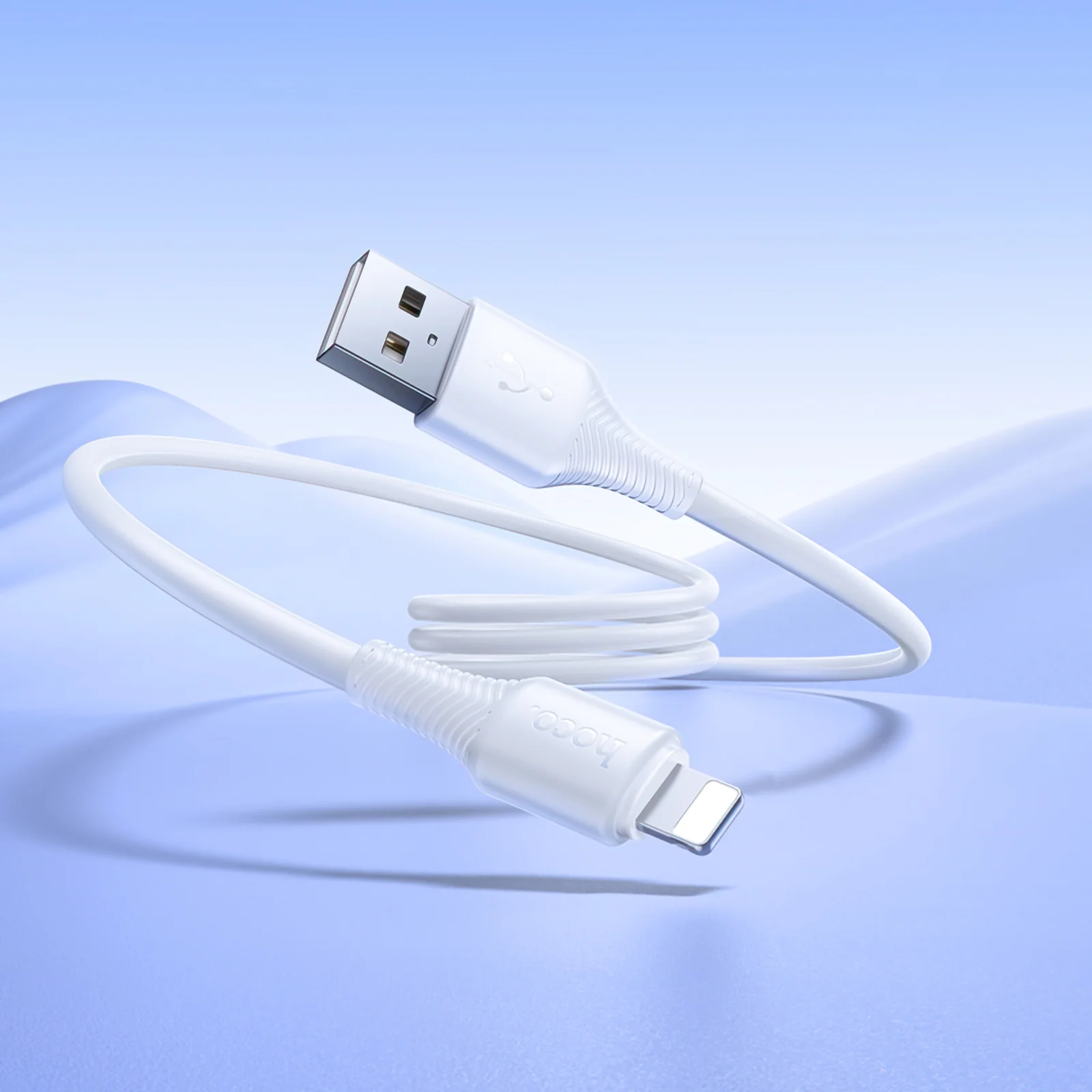 USB-A to Lightning Data and Charging Cable HOCO X120, 18W, 1m, White - Image 3