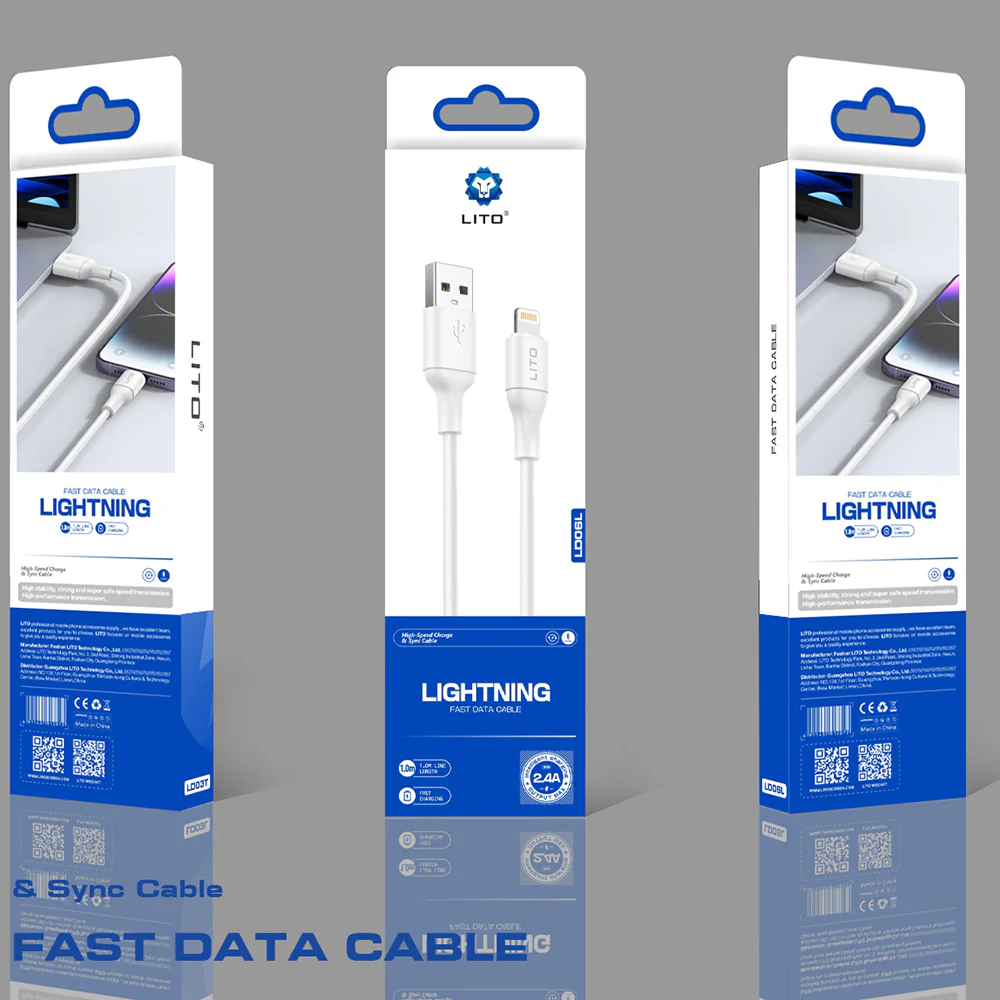 USB-A to Lightning Data and Charging Cable Lito LD06L, 18W, 1m, White - Image 5