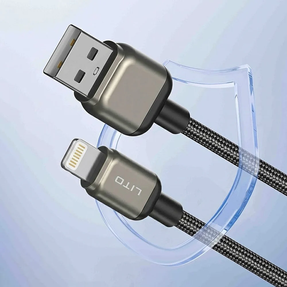 USB-A to Lightning Data and Charging Cable Lito LD17, 18W, 1m, Black - Image 4