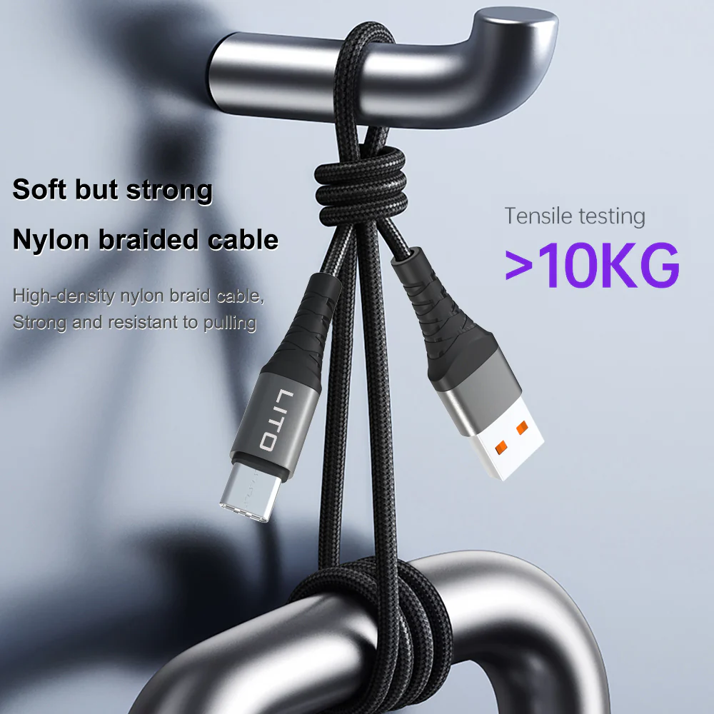 USB-A to Lightning Data and Charging Cable Lito LD22L, 18W, 2m, Black - Image 3