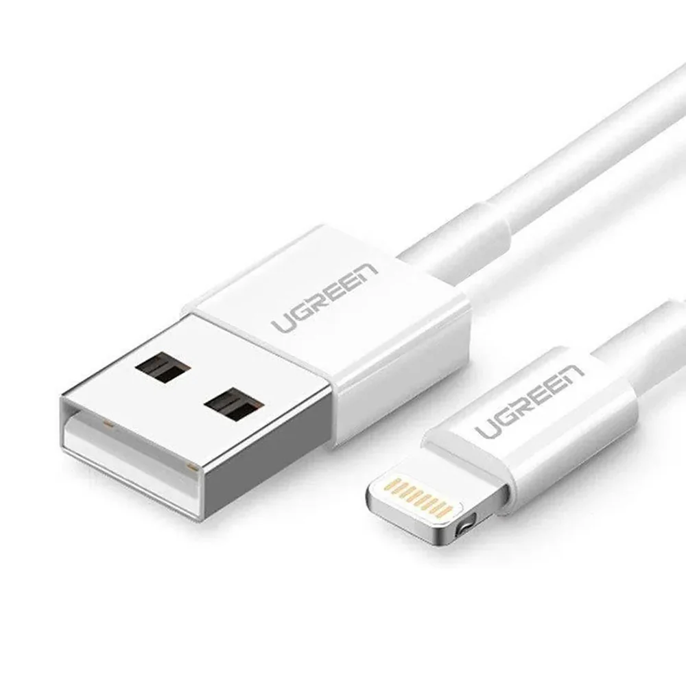 USB-A to Lightning Data and Charging Cable UGREEN US155 (20728), 18W, 1m, White - Image 2