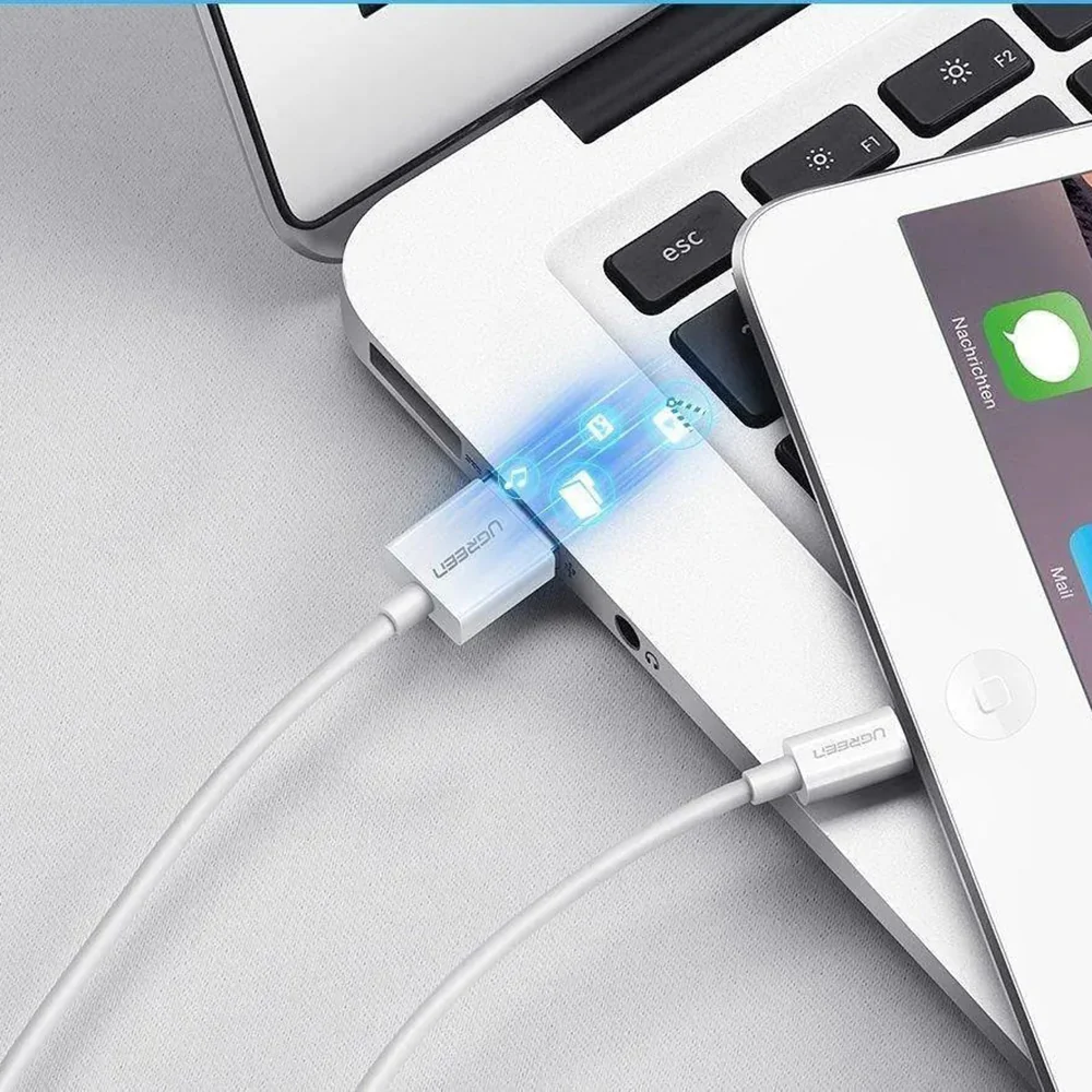 USB-A to Lightning Data and Charging Cable UGREEN US155 (20728), 18W, 1m, White - Image 6