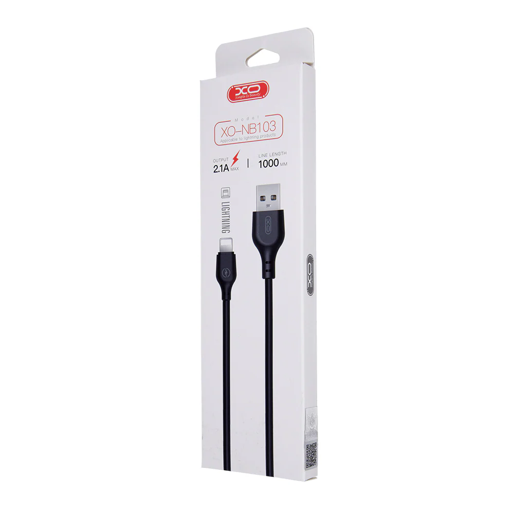 USB-A to Lightning Data and Charging Cable XO Design NB103, 18W, 1m, Black - Image 2