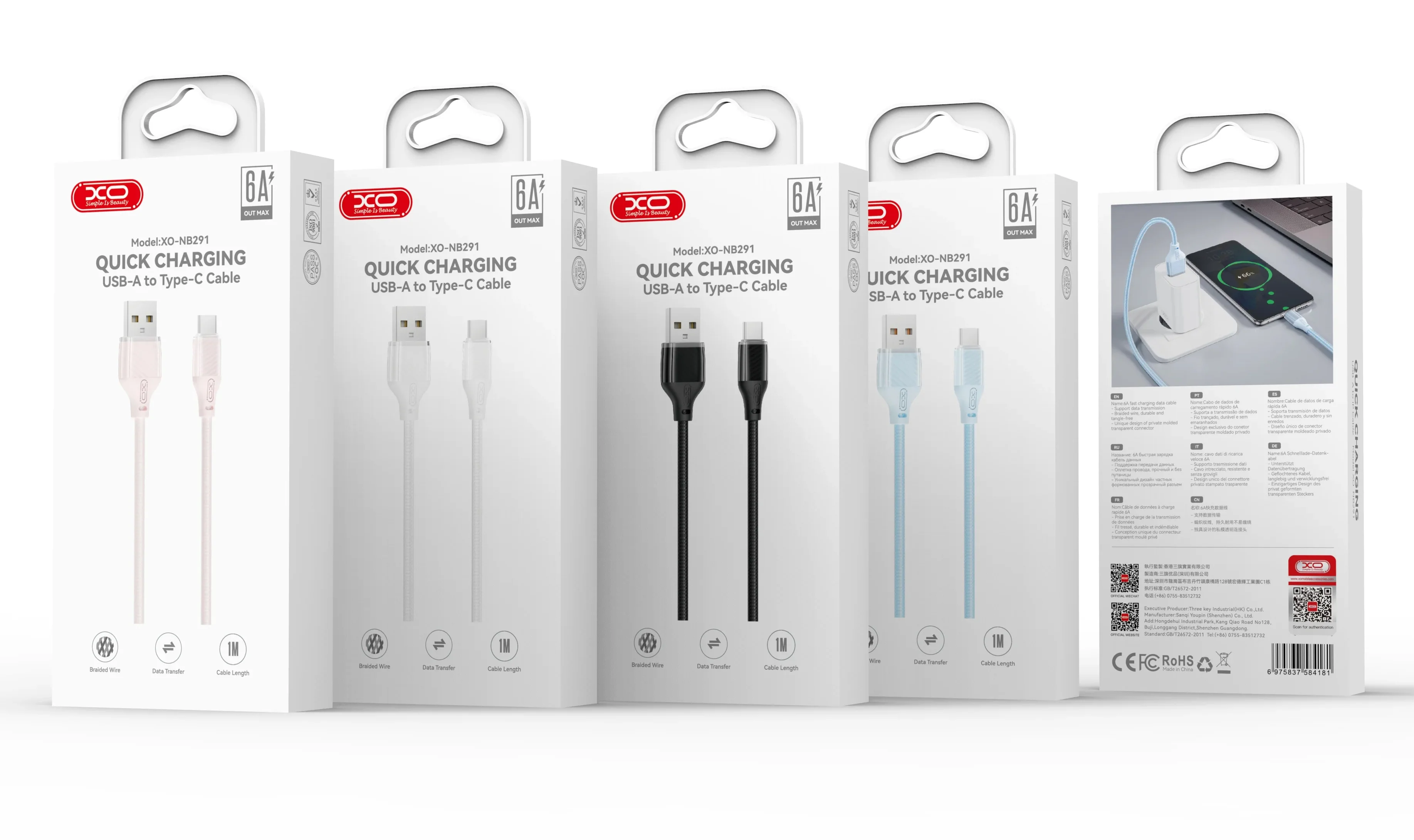 USB-A to Lightning Data and Charging Cable XO Design NB291, 18W, 1m, Pink - Image 4