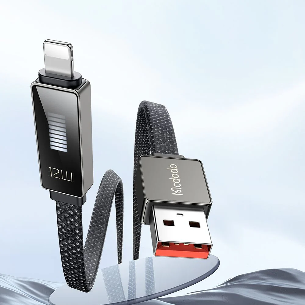 USB-A to Lightning McDodo CA-4970 Rythm Display Data and Charging Cable, 18W, 1.2m, Black - Image 3