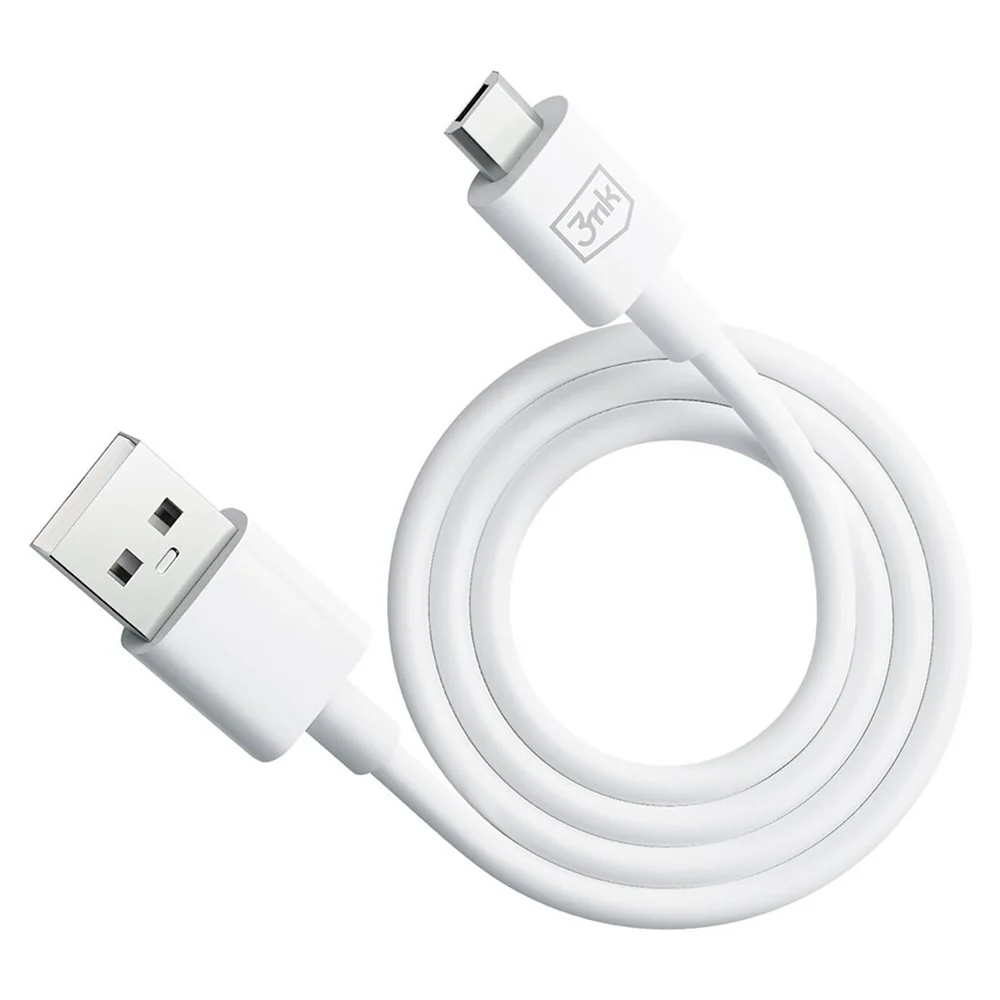 USB-A to microUSB Data and Charging Cable 3MK Hyper, 18W, 1.2m, White - Image 3