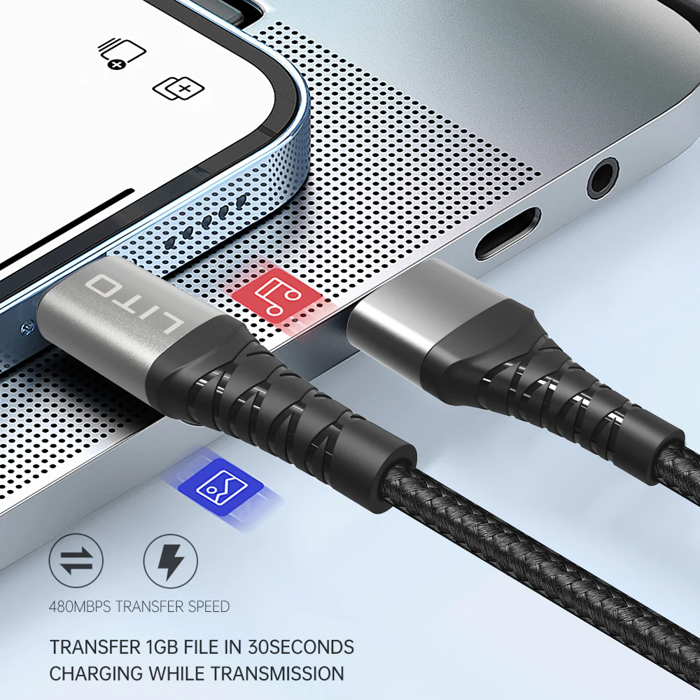 USB-A to microUSB Data and Charging Cable Lito LD08V, 18W, 1m, Black - Image 4