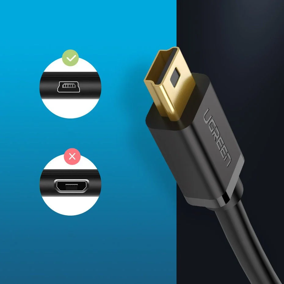 USB-A to miniUSB Data and Charging Cable UGREEN US132, 3m, Black - Image 4