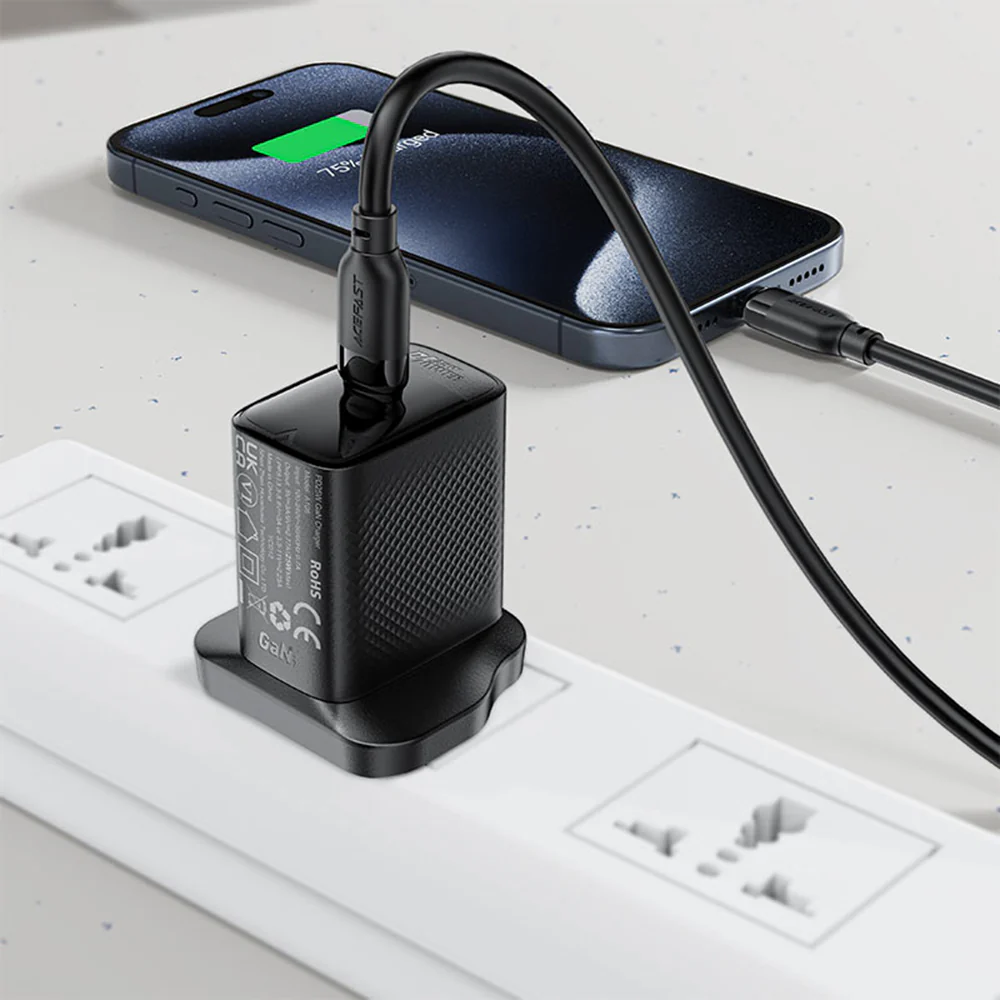 USB-A to USB-C Acefast C16-04 Data and Charging Cable, 18W, 1.2m, Black - Image 5