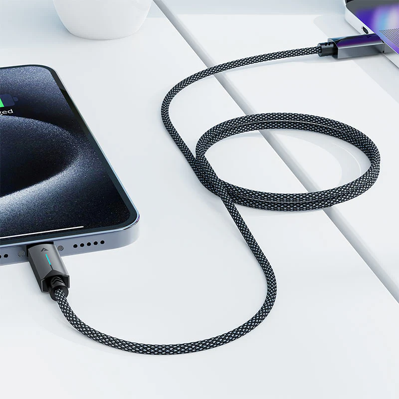 USB-A to USB-C Acefast C19-04 Data and Charging Cable, 18W, 1.2m, Black - Image 4