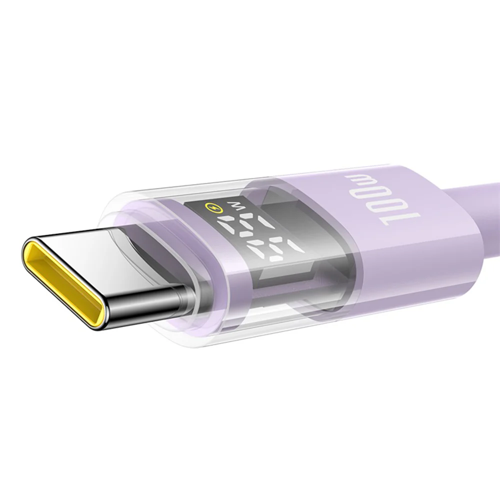 USB-A to USB-C Baseus Display 2 Data and Charging Cable, 100W, 1m, Purple P10382701511-00 - Image 3