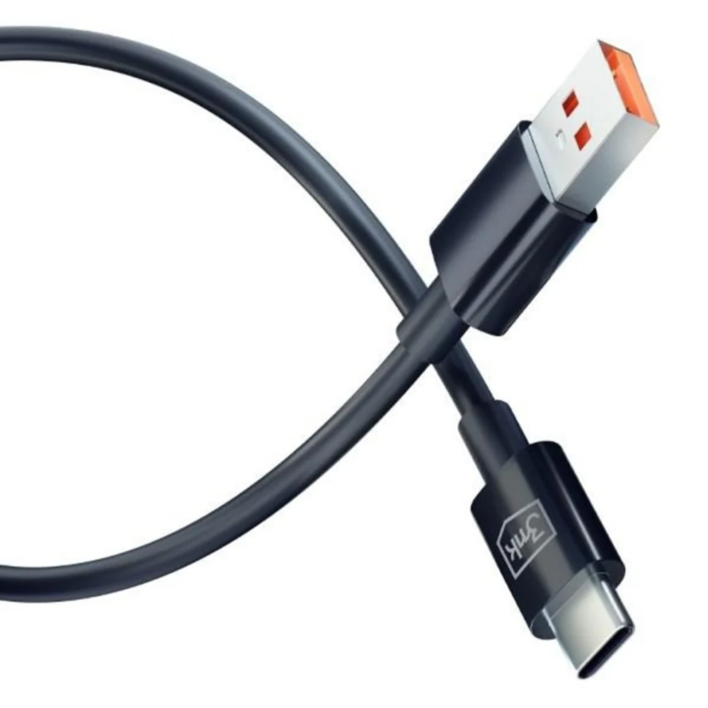 USB-A to USB-C Data and Charging Cable 3MK Hyper, 18W, 1.2m, Black - Image 2
