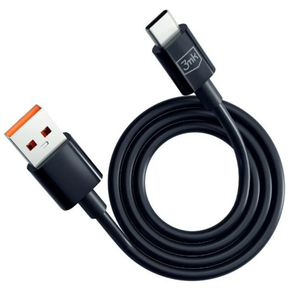 USB-A to USB-C Data and Charging Cable 3MK Hyper, 18W, 1.2m, Black - Image 3