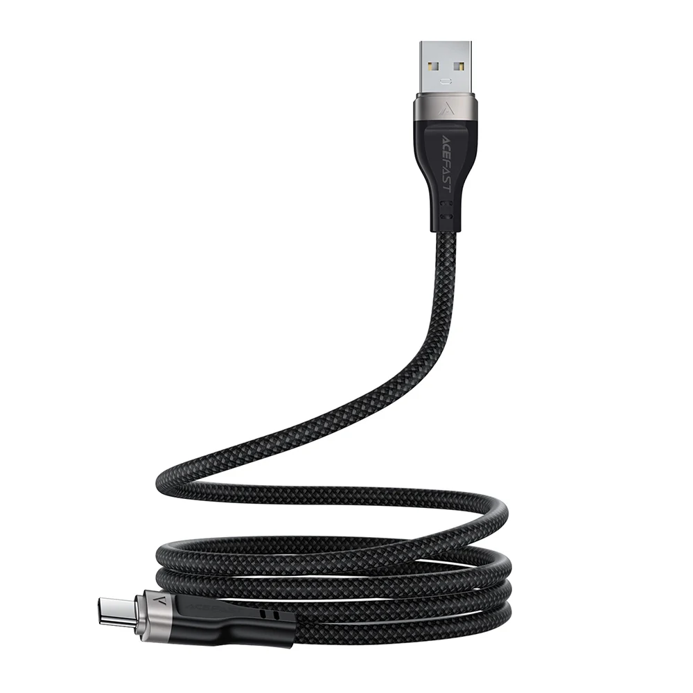 USB-A to USB-C Data and Charging Cable Acefast C11-04, 18W, 1.2m, Black - Image 3