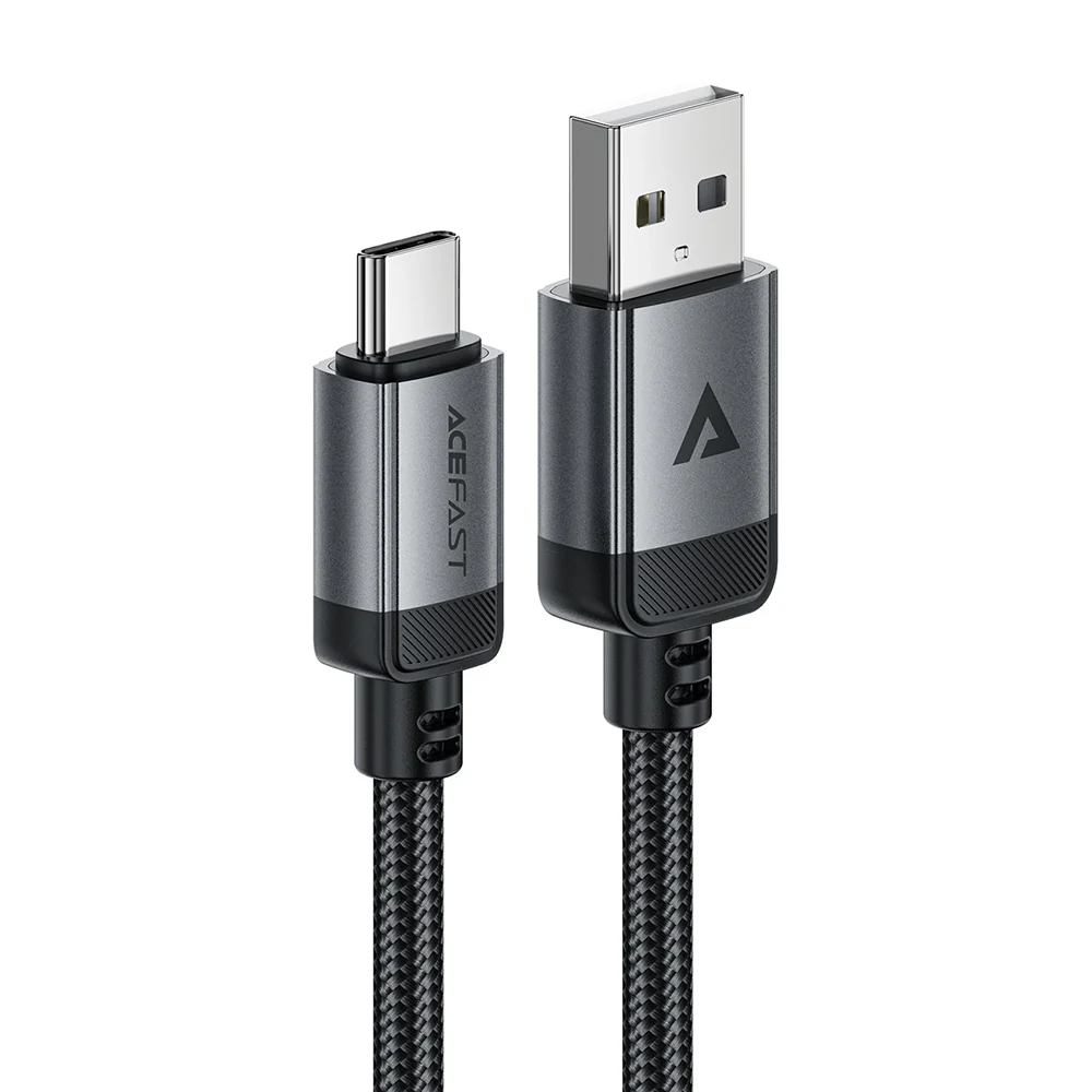 USB-A to USB-C Data and Charging Cable Acefast C20-04, 18W, 1.2m, Black - Image 2
