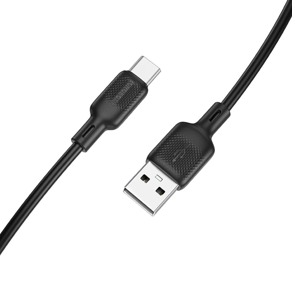 USB-A to USB-C Data and Charging Cable Borofone BX113 Lenny, 18W, 1m, Black - Image 2