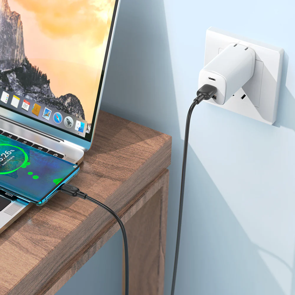 USB-A to USB-C Data and Charging Cable Borofone BX113 Lenny, 18W, 1m, Black - Image 4