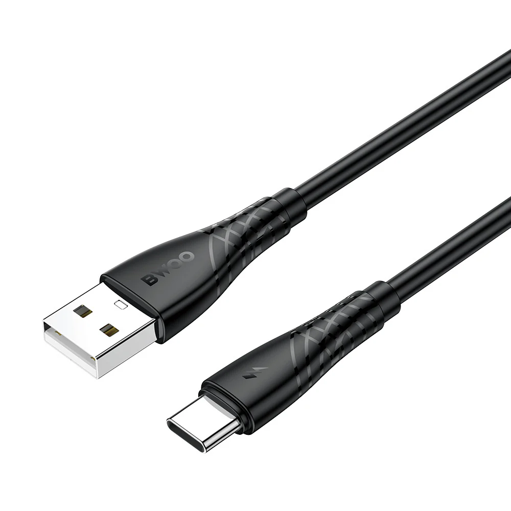 USB-A to USB-C Data and Charging Cable BWOO BO-X318C, 27W, 1m, Black - Image 2