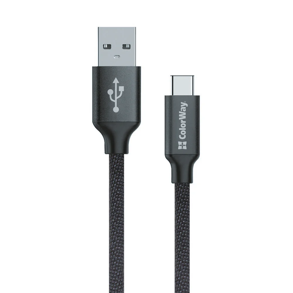 USB-A to USB-C Data and Charging Cable ColorWay CW-CBUC003, 18W, 1m, Black - Image 2