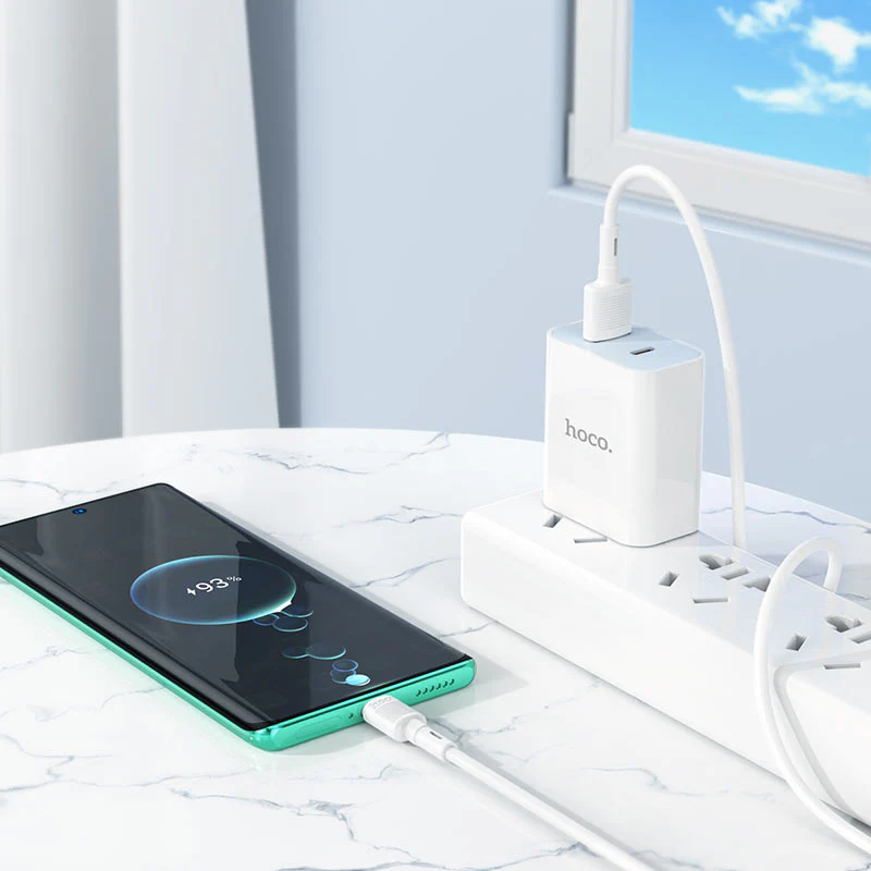 USB-A to USB-C Data and Charging Cable HOCO X83 Victory, 20W, 1m, White - Image 3