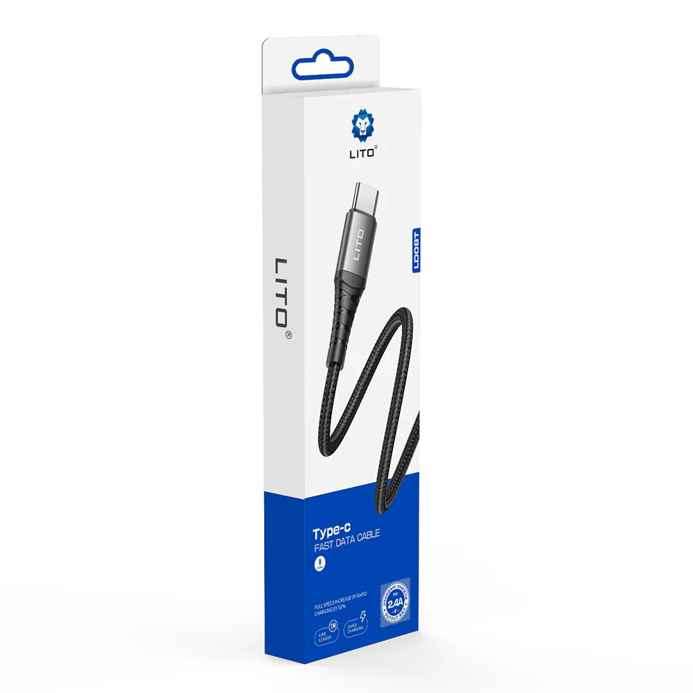 USB-A to USB-C Data and Charging Cable Lito LD08T, 18W, 1m, Black - Image 7