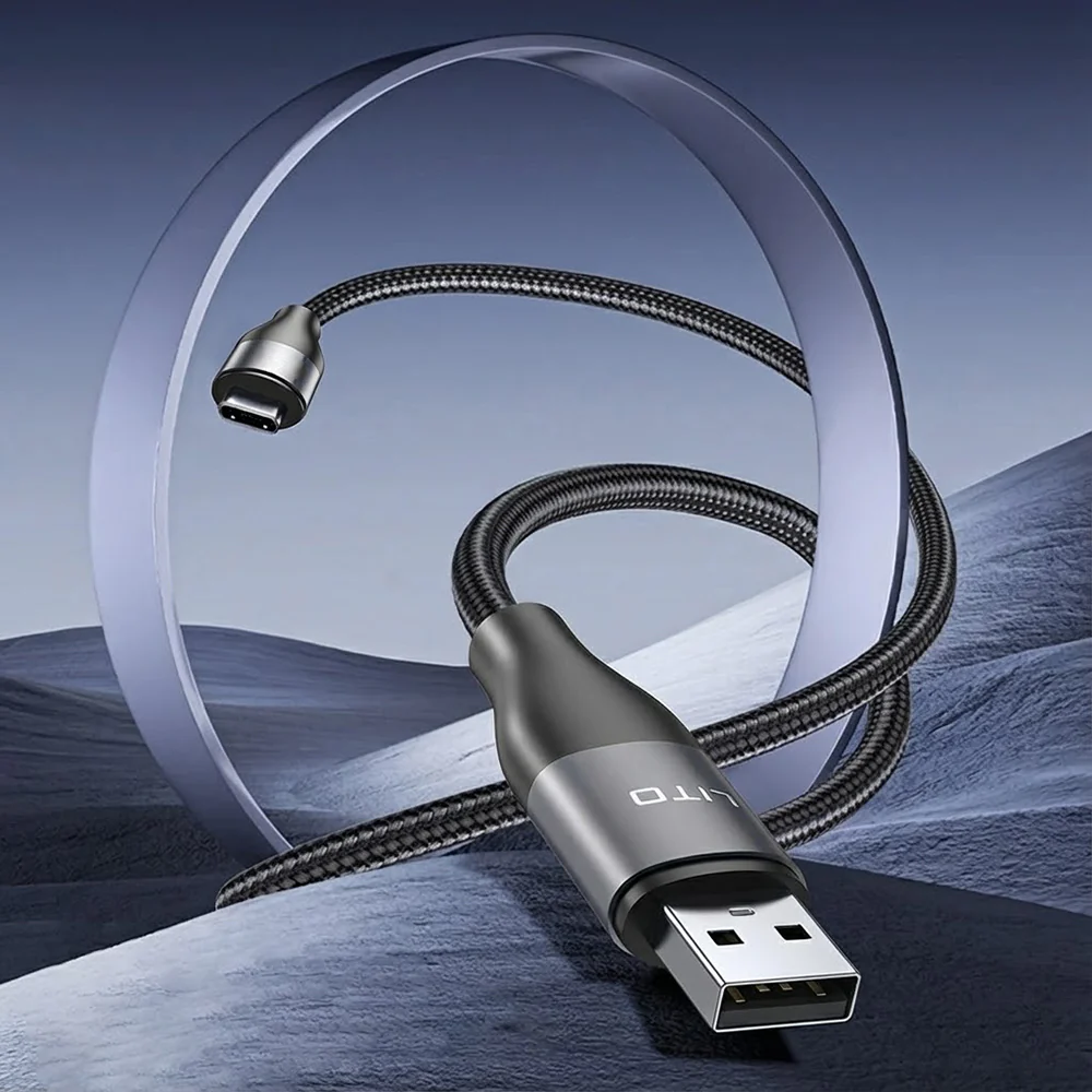 USB-A to USB-C Data and Charging Cable Lito LD23T, 18W, 1m, Gray - Image 2