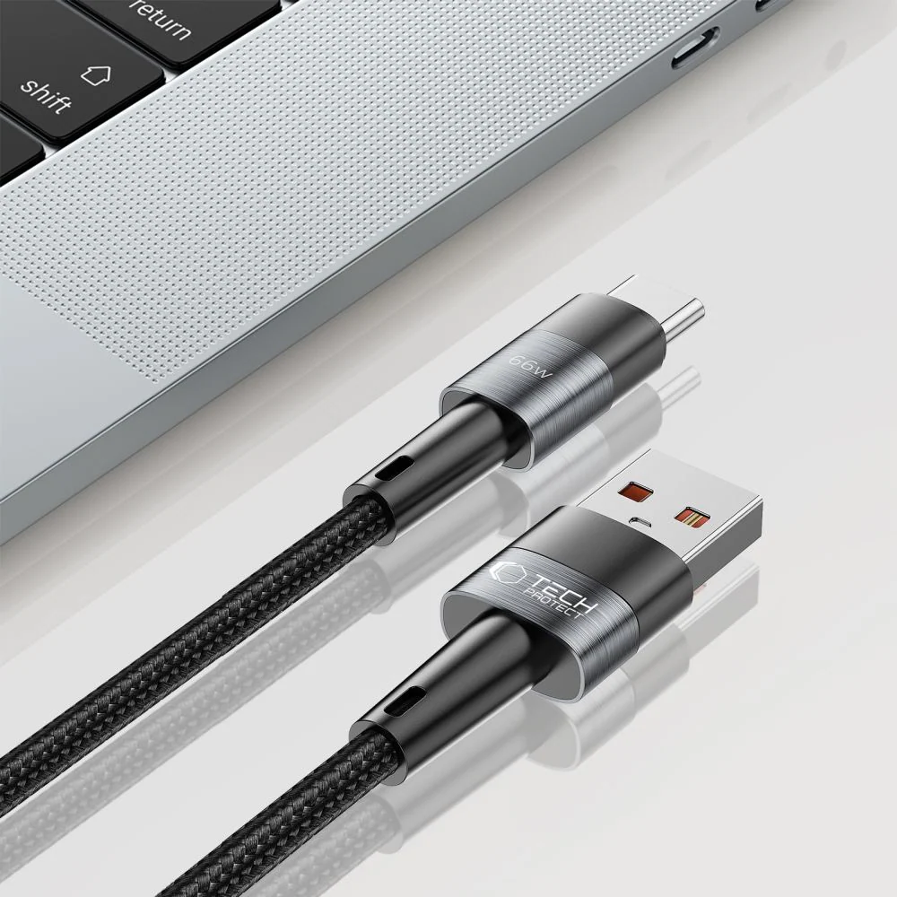 USB-A to USB-C Data and Charging Cable Tech-Protect Ultraboost, 66W, 0.5m, Gray - Image 4