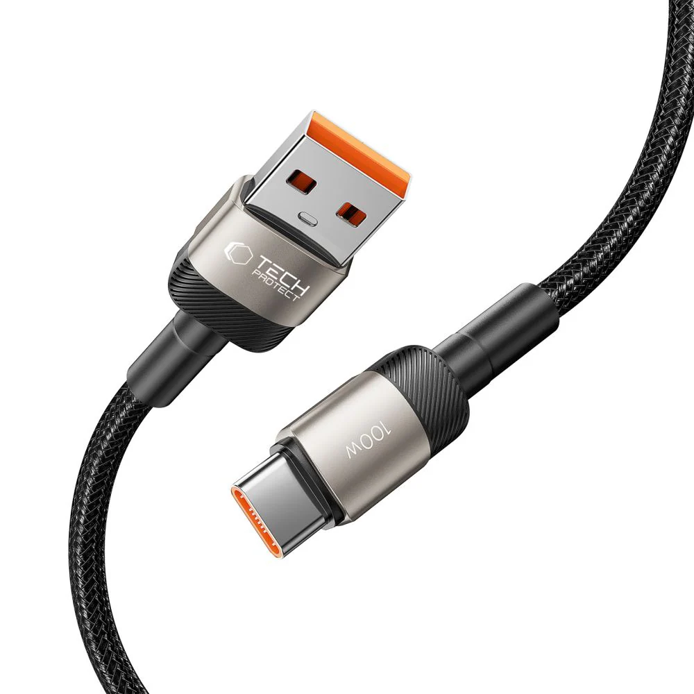 USB-A to USB-C Data and Charging Cable Tech-Protect Ultraboost EVO, 100W, 1m, Silver - Image 3