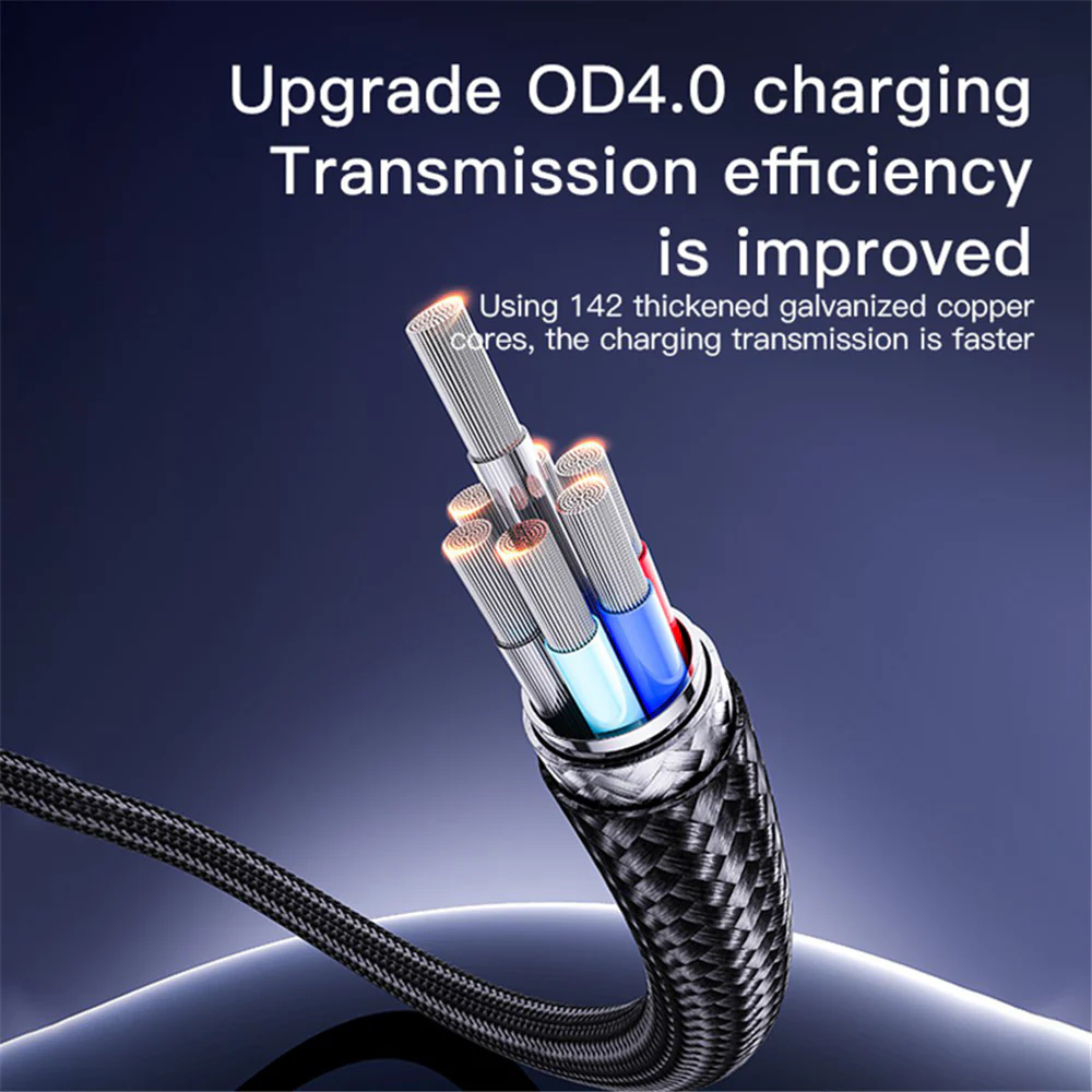 USB-A to USB-C Data and Charging Cable Yesido CA130C, 18W, 2m, Black - Image 5