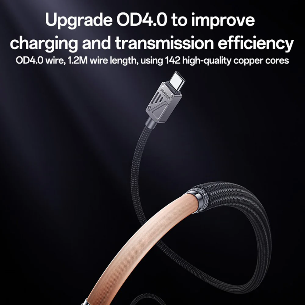 USB-A to USB-C Data and Charging Cable Yesido CA135C, 18W, 1.2m, Black - Image 7